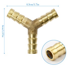 Y Shape Pipe Connector - GLADFRESIT - Brass 3 Way Air Gas Y Shaped 8mm Hose Barb Connector Three-way Hose Barb Joints Fuel Hose Connector