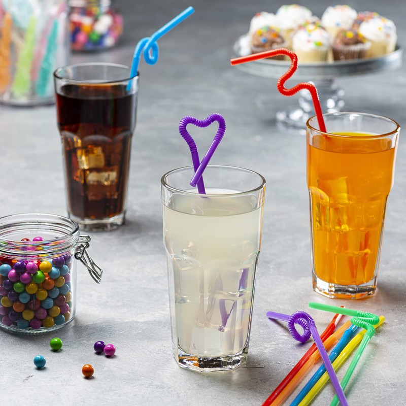 GUSTO [200 Pack] 10.02"High Long Flexible Straws, Disposable Plastic Drinking