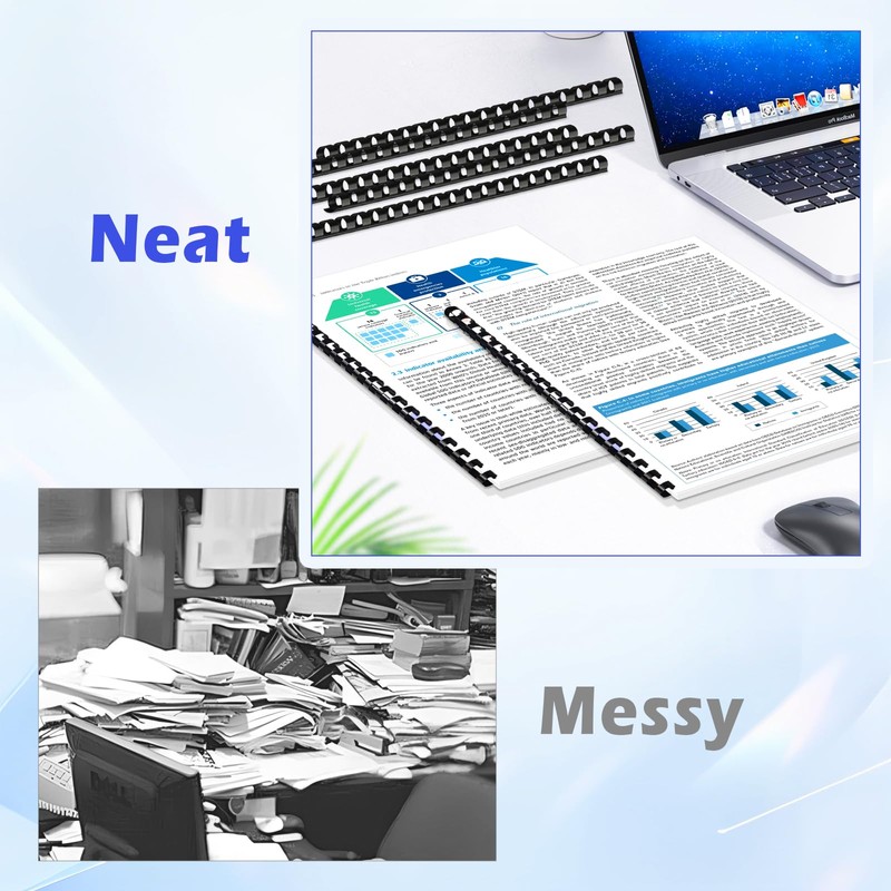 TOTiyea 19 Ring Plastic Binding Combs,1 Inch Diameter,200 Sheet Capacity,