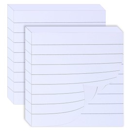 Mini Skater 2 Pack Sticky Notes with Line 7.5x7.5cm Self-Stick Book Tabs Paper Markers Sticky Notes Pad 100 Sheets (White)