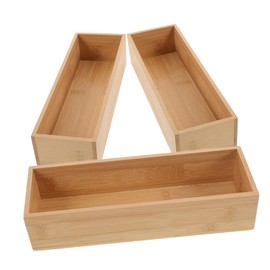 Outanaya 3pcs Wood Desktop Organizer Lidless Design Capacity Multifunctional Wooden Box for Makeup Bathroom Kitchen Office Storage