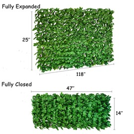 Sumery Expandable Fence Privacy Screen for Balcony Patio Outdoor,Decorative Faux Ivy Fencing Panel,Artificial Hedges (Single Sided Leaves) (1, Peony Leaf)