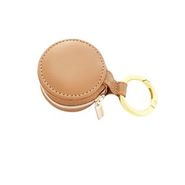 AGOUZI Travel Jewelry Case, Engagement Ring Holder, Jewelry Holder Keychain, Jewelry Box Case, Traveling Jewelry Holder Storage, Pill Box Keychain Container(Round-Brown)