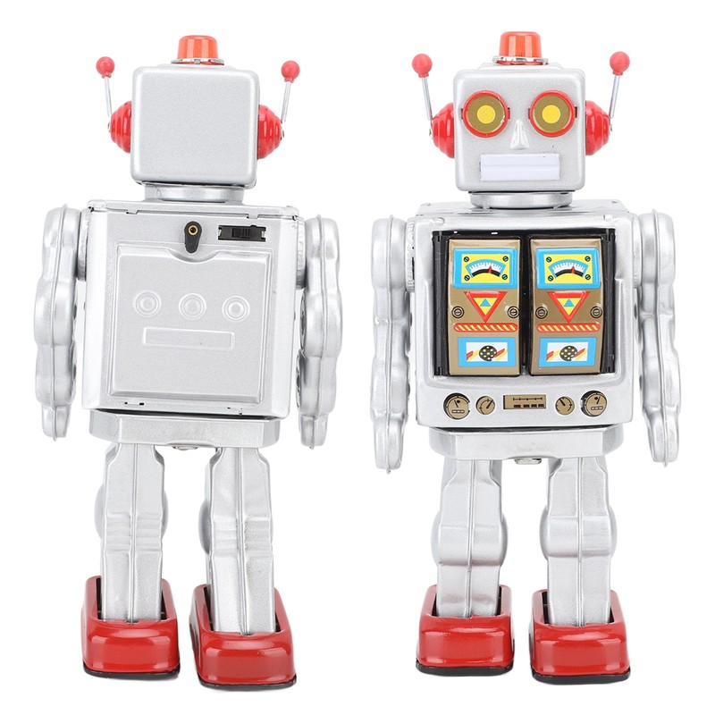 Metal Tin Robot Toy Retro Electric Rotating Figures Model Adult
