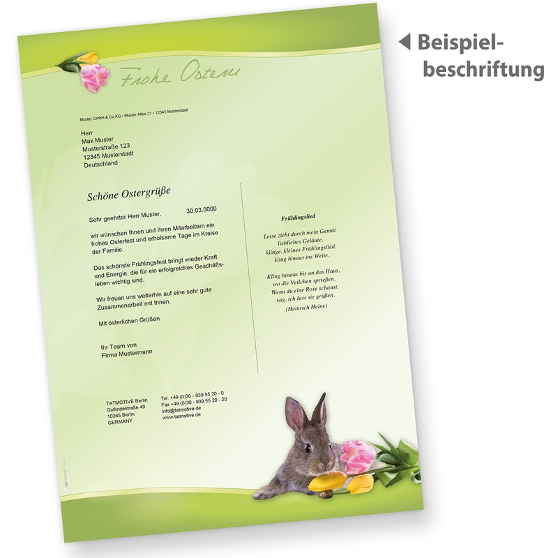 Writing Paper Set A4 Easter Easter Bunny (10 Sets Without