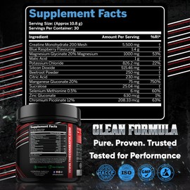 COMBATIX – Premium Creatine Monohydrate + Electrolytes Powder 324g – Supplement for Performance Athletes – Hydration, Recovery & Endurance Support - Pre & Intra Workout (30 Servings,Blue Raspberry)
