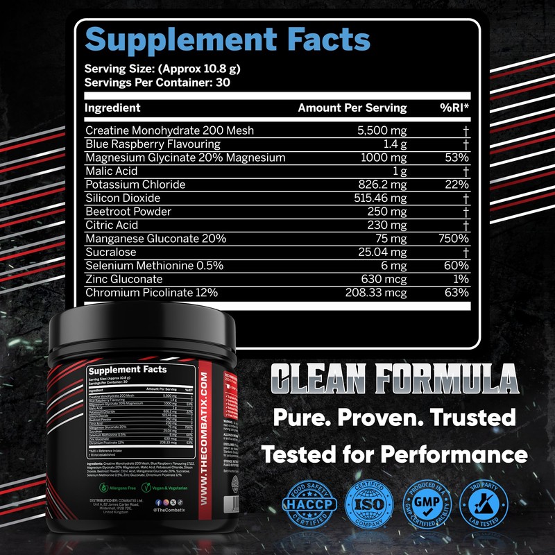 COMBATIX – Premium Creatine Monohydrate + Electrolytes Powder 324g –