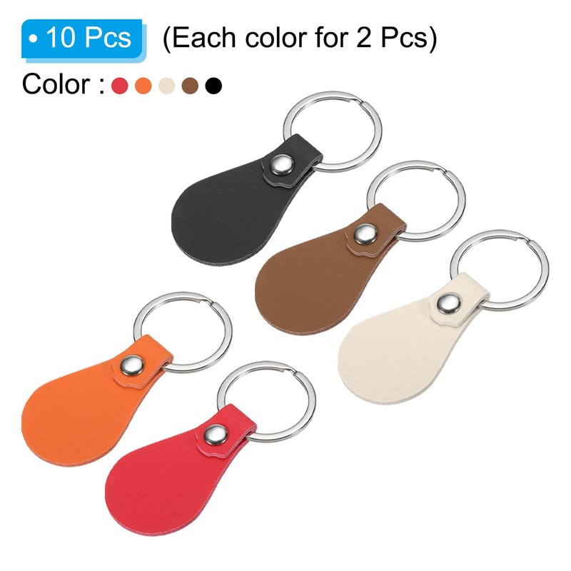 PATIKIL 10pcs Leather Key Holder Kit PU Leather Key Fob