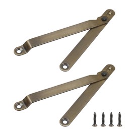 T Tulead Lid Support Hinge Copper Locking Hinge Cupboard Lid Lift Up Stay for Wooden Crates, Cabinets, Storage Boxes, 2 Pcs, Antique Bronze, with Screws