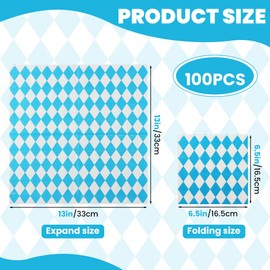 100 Pack Oktoberfest Napkin, Blue White Plaids Cocktail Napkins Disposable Paper Checkered Plaid Dinner Beverage Napkin, for Oktoberfest Festival Table decorations Supplies