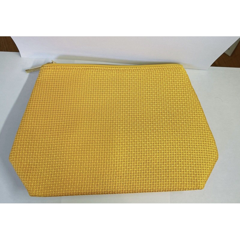 LANCOME NEW LANCOME WOVEN DESIGN Yellow Cosmetic Zippered MAKEUP BAG