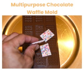 TopolMold (3-Pack) Thin Small Waffle Chocolate Chip Silicone Mold, Mini Rectangle Candy Mold, Healthy Making Break-Apart Fondant, Food-Grade, Heat Resistant, Dishwasher Safe