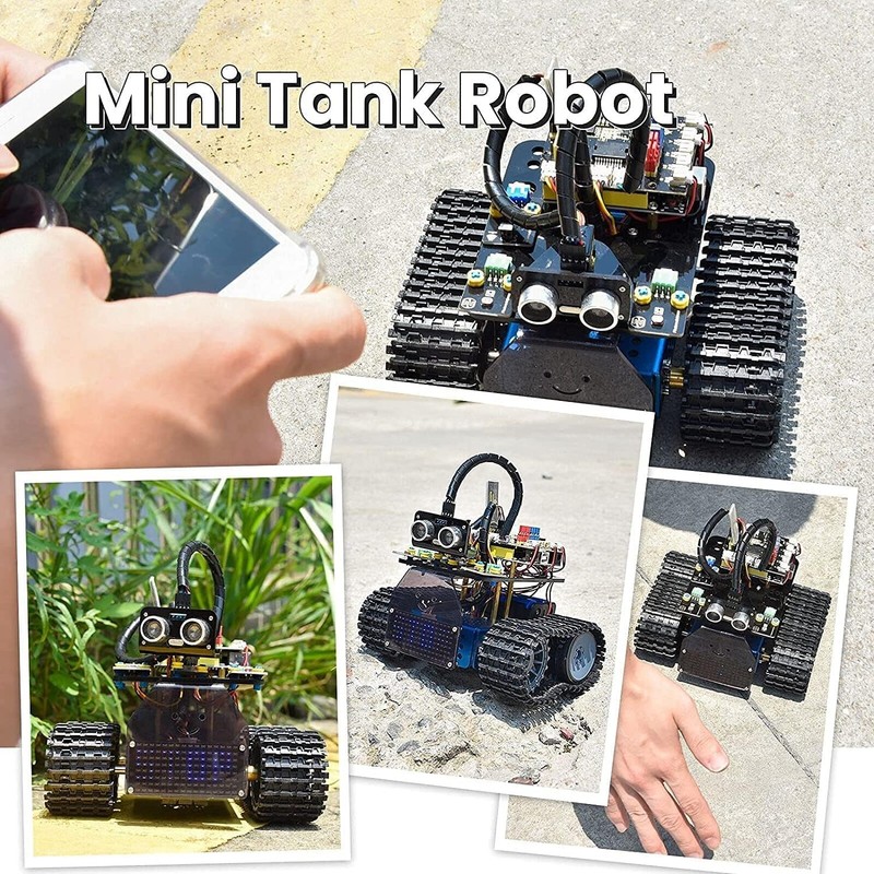 KEYESTUDIO Smart Robot Tank Car Kit for Arduino Learner, Light/Ultrasonic