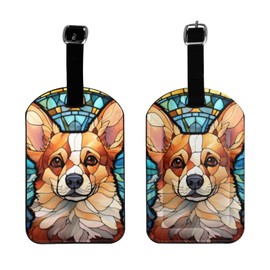 Corgi Luggage Tags for Suitcases,Travel Leather Luggage/Bag Name Tag Gift for Women,Men,Kids,Dog Lover, Cute Suitcase Tags Luggage Identifiers,Funny Baggage Tags for Travel (Corgi)