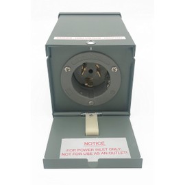 Connecticut Electric EGSPI50 50A Rainproof Generator Power Inlet Box with Cover, CS6375, SS2-50P, Receptacle, Gray