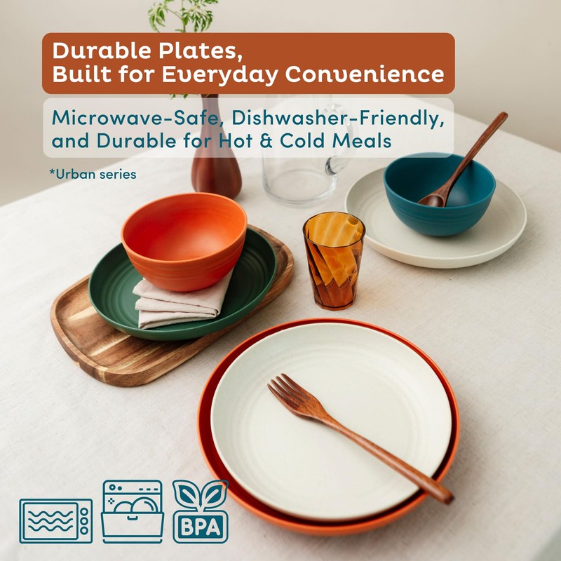Nook Theory Reusable Wheat Straw Plates 8 Pcs - Non