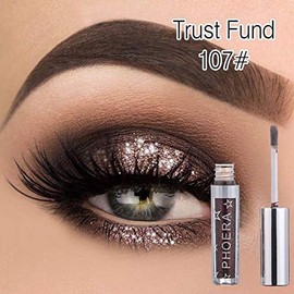 AQUAPURITY - PHOERA Magnificent Metals Waterproof Liquid Glitter & Glow Eyeshadow Palette Shimmer Long Lasting Cosmetic Metallic Eye Shadow Pigment Makeup (107 TRUST FUND)