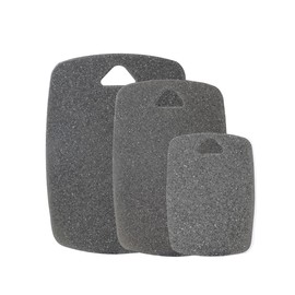 AKINOYAMA Plastic Chopping Board Set of 3, Chopping Boards for Kitchens with Grip Handle, BPA Free, Dishwasher Safe Cutting Boards, Multi Colour Chopping Board Set (Black)