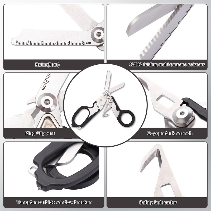 Trauma Shears 6 in1,Outdoor Camping Tools,Trauma Shears Foldable,Emergency Shears,Multi-function Shears,with