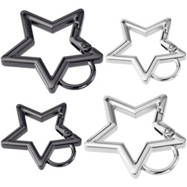 Isslly 4 PCS Star Carabiner, Zinc Alloy Heavy Duty Star Shaped Keychain Clip, Carabiner Clip for Camping, Hiking, Fishing