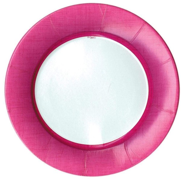 Caspari Linen Border Paper Dinner Plates in Fuchsia - 16