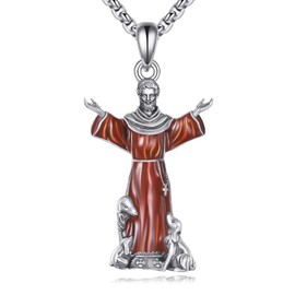 YFN Saint Francis Necklace Sterling Silver Religious Protector Pendant St Francis Jewellery Gifts for Women Men