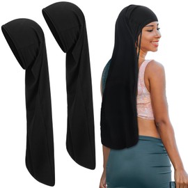 Twistover 2 Pcs Jumbo Black Dreadlock Cap Hair Dreads Head Wrap Loc Wraps for Dreads Hair Accessories for Men Women Sleeping(30 Inch)