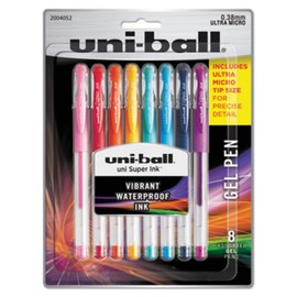 uni-Ball Signo DX Gel Pens, Ultra Micro Point (0.38mm), Assorted Colors, 8 Count