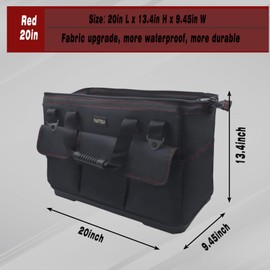 FASTECH 20-inch Heavy Duty Bottom Tool Bag with Wide Mouth for Tool Storage, Carrier and Organizer, Tool Bag for Men, Wide Mouth Tool Bag with Inside Pockets (20 Inch)