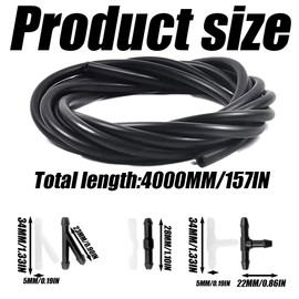 Windshield Washer Hose Kit, Includes 4 Meter Washer Fluid Hose and 12Pcs Connectors, for Connecting Washer Pumps and Nozzles, Compatible with Most Car