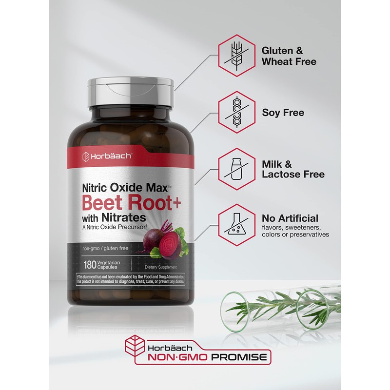 Horbäach Nitric Oxide Beet Root Capsules | 180 Count |