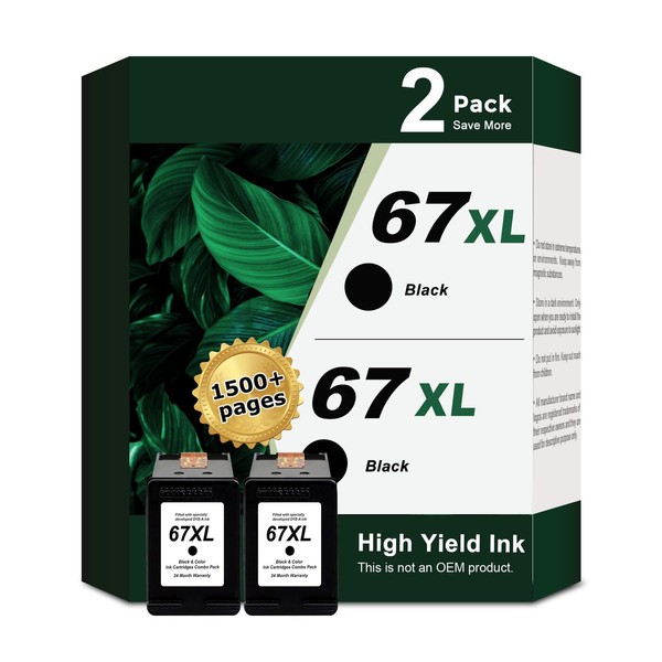 67XL Black Ink Cartridge Replacement for HP Ink 67 XL