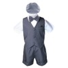 Dark Gray Baby Boy Toddler Eton 5pc Formal Vest Shorts