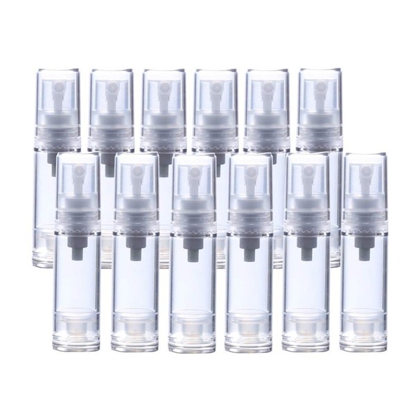 ericotry 12Pcs Empty Clear Portable Refillable Plastic Airless Vacuum Pump Bottles Travel Make-up Container Cream Lotion Sample Packing Toiletries Liquid Storage Container Vial Jars(10ml/0.34oz)