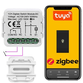Sone Smart One ZigBee 3.0 Flush Mount Relay Potential Free NO/NC - Tuya ZigBee Smart Switch Dry Contact - 0-240V / 230V 5A - Door Opener, Heating - Gateway Required - Alexa, Google, Home Assistant