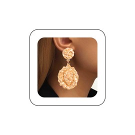 Xduargs Boho Lion Dangle Earrings Gold Lion Coin Drop Earrings Vintage Textured Lion Earrings Punk Hammered Disc Stud Earrings Jewelry for Women