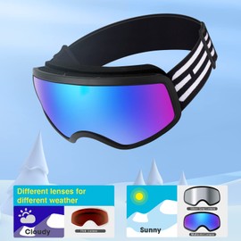 Braylin Kids Ski Goggles, Snowboard Goggles for Children, Youth, Boys & Girls 3-15, Kids Snowmobile Goggles