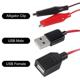 12PCS Alligator Clip to USB Male Female USB to Alligator Clip Adapter Adapter Cable Alligator Clip to USB for Electrical Testing(6 Male +6 Female)