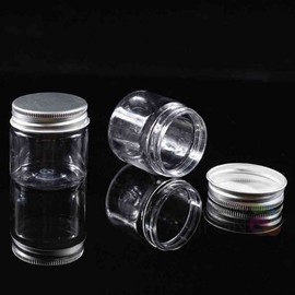 Funny Cosmetic Plastic Empty Container Case 50ml for Cosmetic Creams, Refill Bottle Silver Cap 50ml Empty Bottle 9ea