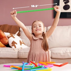 JOYIN 36 Pack Pop Tubes, Fidget Tubes Party Favors - 9 Colores, s, Conectable y Extensible para aliviar el estrés - Perfecto para la Fiesta, el Intercambio de Aula, la Escuela de recompensa