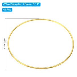 PATIKIL 5 Inch Dream Catcher Rings, 5 Pcs Metal Macrame Wreath Floral Round Ring Hoop for Christmas Decor Home Car DIY Craft Wedding Wall Hanging Decorations, Gold