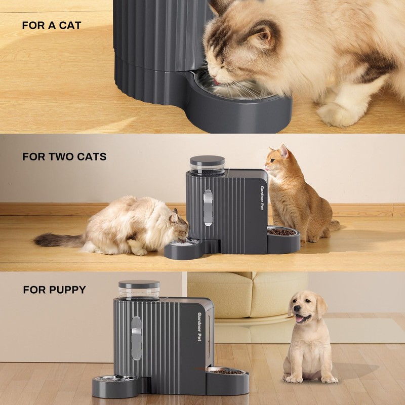 Gardner Pet Automatic Gravity Cat Food Feeder and Water Dispenser