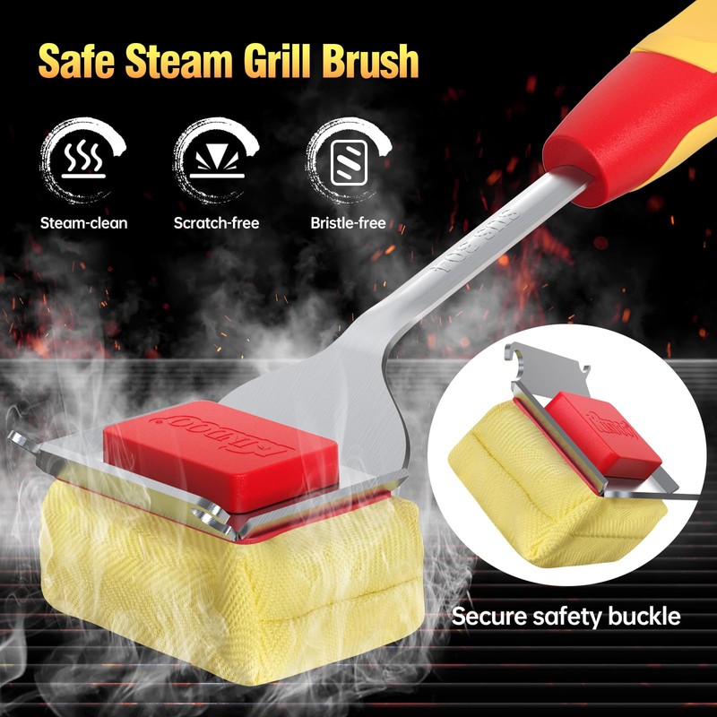 Grill Brush Bristle Free, Replaceable Outdoor BBQ Cleaning Head (No