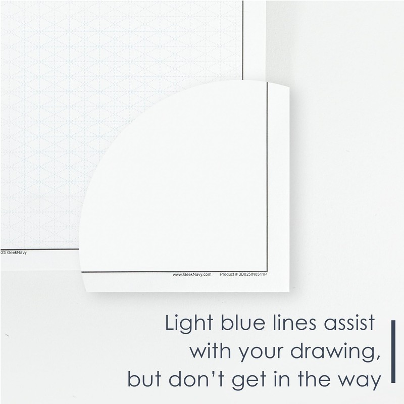 GeekNavy 8.5" x 11" Isometric Graph Paper 50 Sheets Landscape