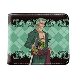 Zoro One Piece Anime Wallets Coin Purse Leather Bifold Short Wallet for Kids Boys Girls Teenagers Adult