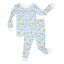 Little Sleepies Two-Piece Pajama Set for Boys & Girls, Soft Viscose from Bamboo Toddler Pajamas for Kids, Family Matching PJs, Blue Breakfast Buddies, 3T