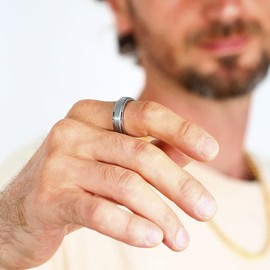 TGNEL 6mm Titanium Wedding Anxiety Fidget Rings Spinner Tungsten Engagement Rings for Women Men, Basic Plain Wedding Rings Silver Matte Brushed Finish Comfort fit Size 8.5