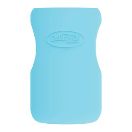 Dr. Brown's Natural Flow Options+ Glass Baby Bottle Sleeves,100% Silicone,9 oz,Wide-Neck,Blue