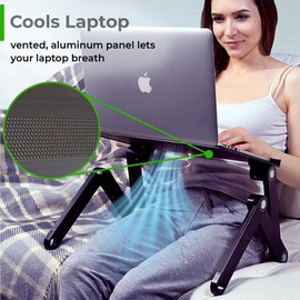 WorkEZ Adjustable Laptop Stand for Desk, Laptop Stand Adjustable Height Foldable Laptop Riser, Portable Computer Stand Notebook Laptop Holder, Black