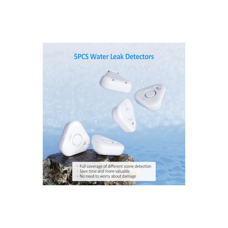 5 Pack Water Leak Detectors - Adjustable Audio Alarm System
